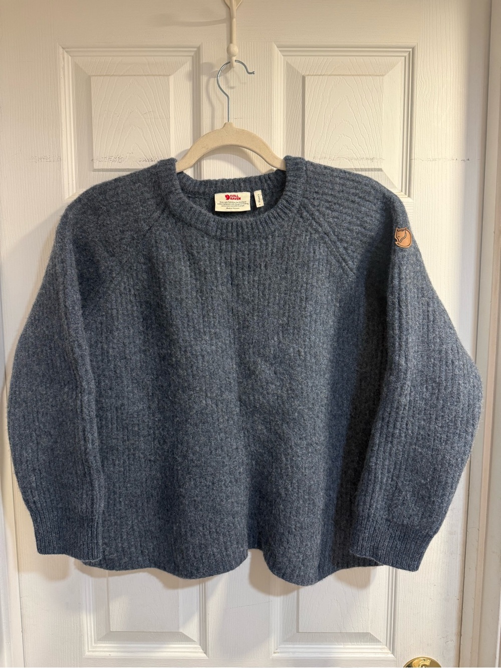 Fjallraven Women's Crew Neck Wool Sweater in Slate Blue